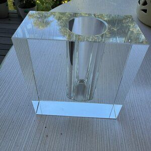 Heavy Clear Glass Crystal Debi Lilly Bud Vase Demi, 4.25"x 2"x3.75"